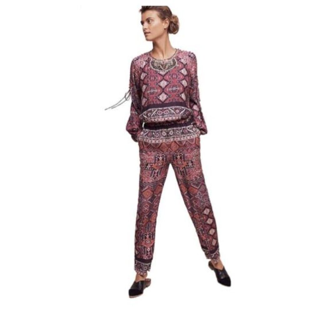 Anthropologie S Beaded Jumpsuit 12th Street Cynthia Vincent